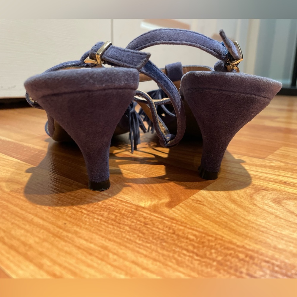 Aerosoles Heel Rest Blue Fringed Sandals Size 7.5 - Picture 5 of 14